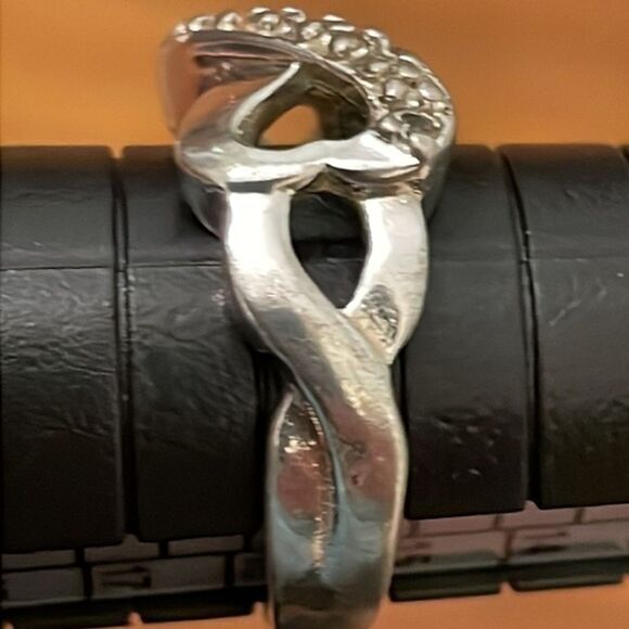 Sterling Silver Ring Size 7 Infinity Double Hearts Channel Set Clear Stones 925 - Picture 6 of 9